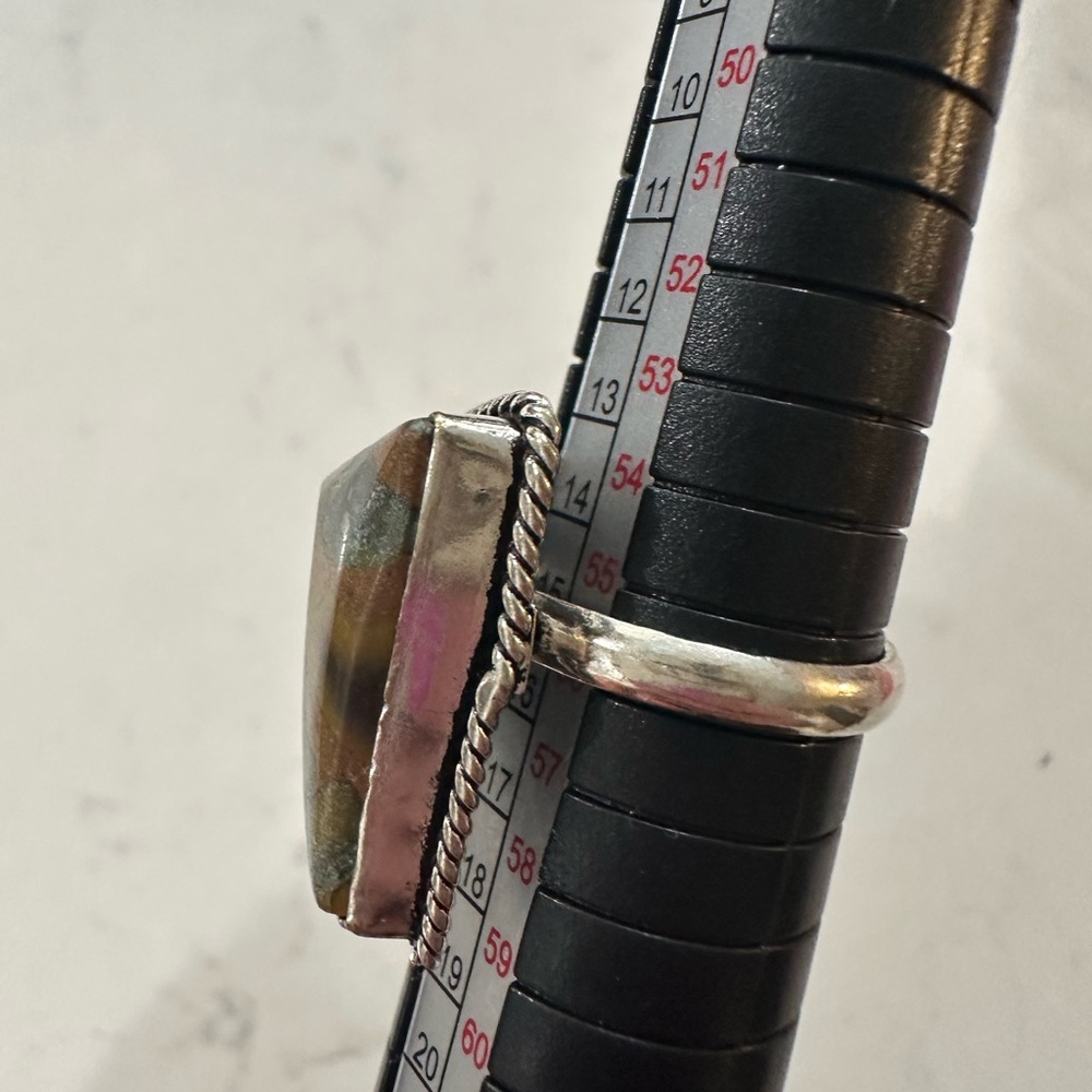 Sterling 925 Silver Triangular Quartz Ring - Sz 7… - image 3